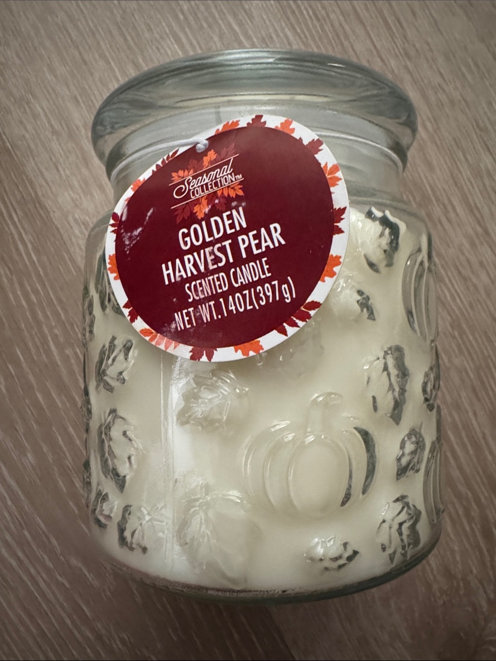 Golden Harvest Pear Scented Festive Fall Jar Candle NEW 🏷️